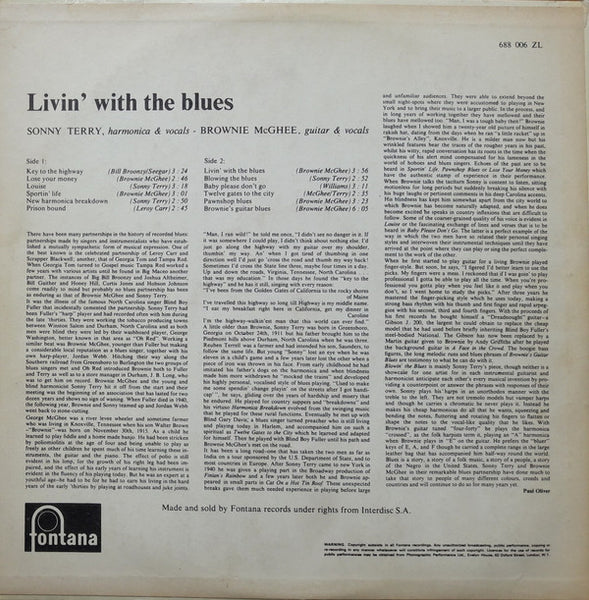 Sonny Terry & Brownie McGhee : Livin' With The Blues (LP)