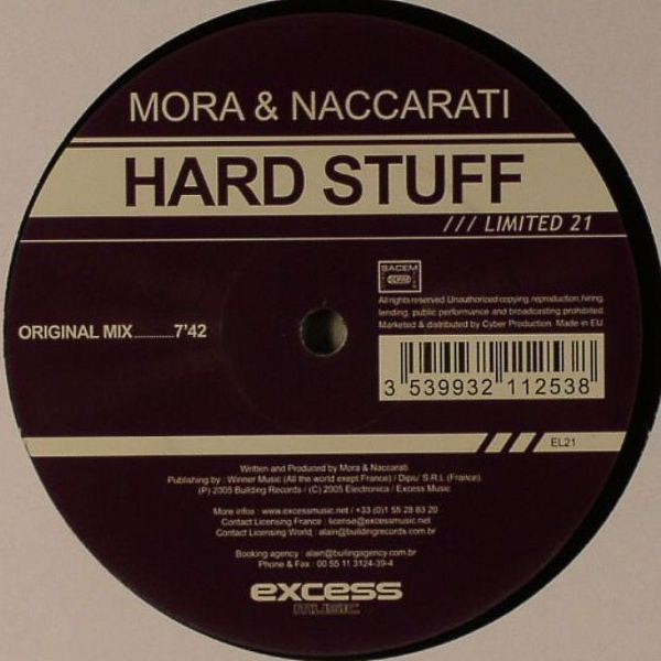 Mora & Naccarati : Hard Stuff (12", S/Sided, Ltd)