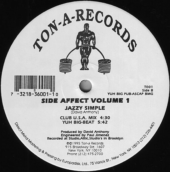 David Anthony : Side Affect Volume 1:  Jazzy Simple (12")