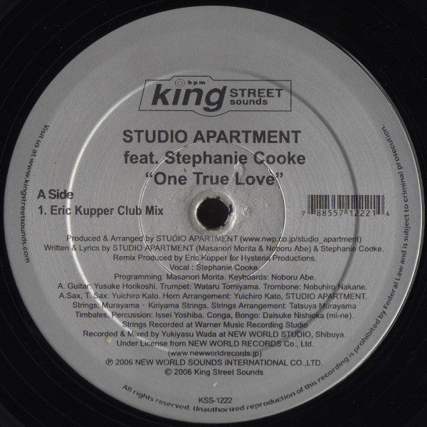 Studio Apartment Feat. Stephanie Cooke : One True Love (Remixed By Eric Kupper) (12")