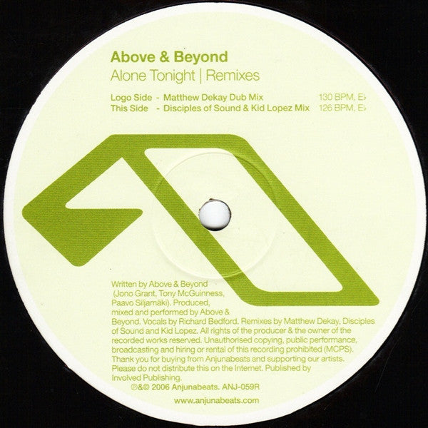 Above & Beyond : Alone Tonight | Remixes (12")