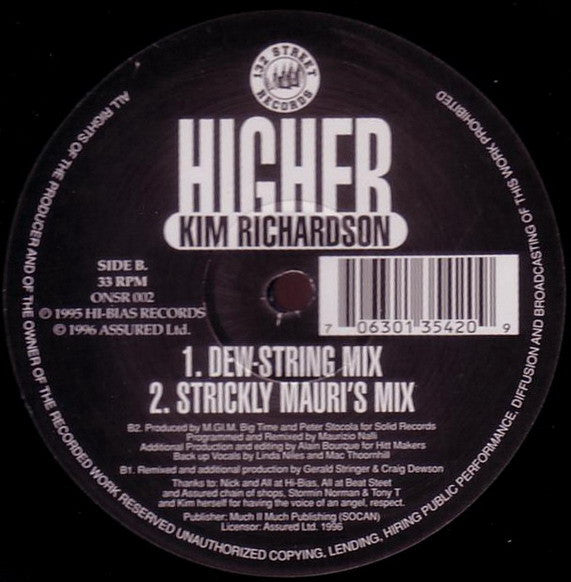 Kim Richardson : Higher (The Mixes) (2x12")