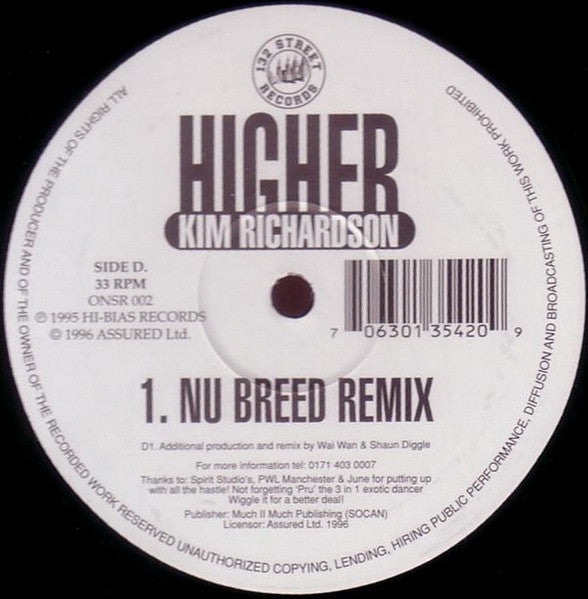 Kim Richardson : Higher (The Mixes) (2x12")