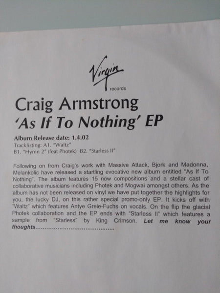 Craig Armstrong : Waltz (12", Promo)