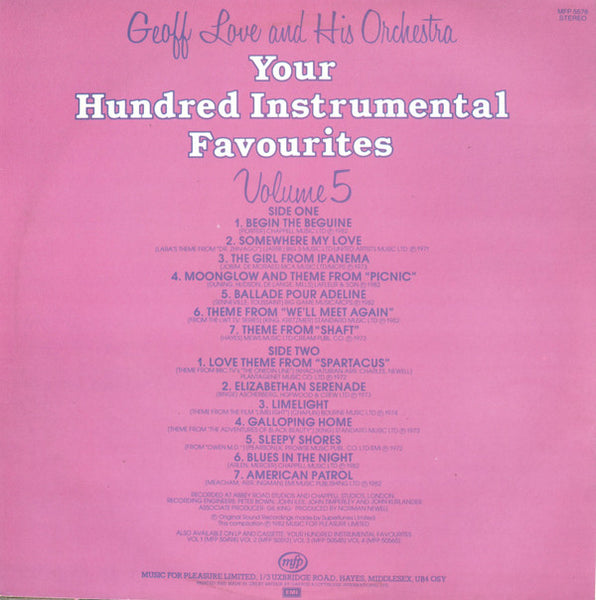 Geoff Love And His Orchestra* : Your Hundred Instrumental Favourites - Volume 5 (LP, Album, Comp)