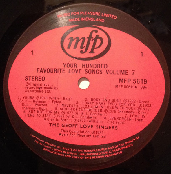 The Geoff Love Singers : Your Hundred Favourite Love Songs Vol 7 (LP, Album, Comp)