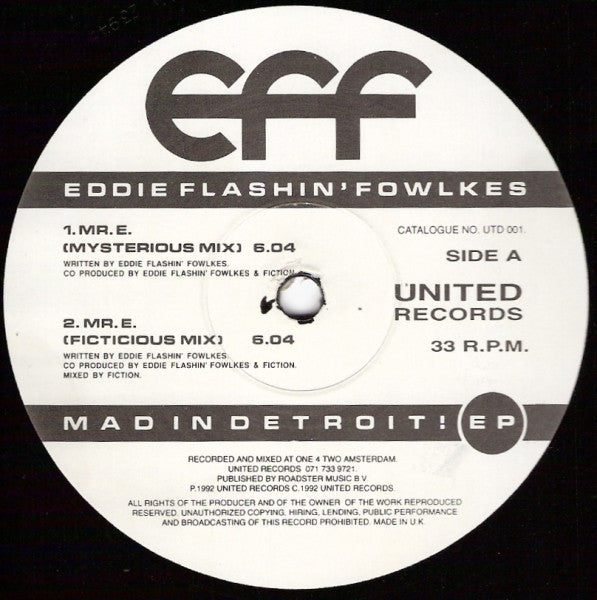 Eddie Fowlkes : Mad In Detroit! EP (12", EP)