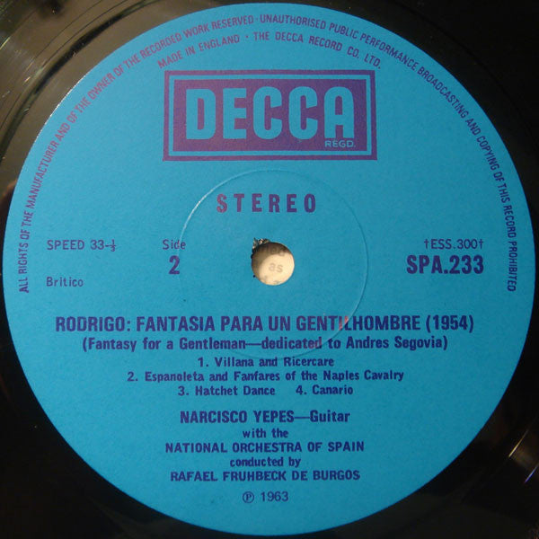 Joaquín Rodrigo, Narciso Yepes, Orquesta Nacional De España, Ataúlfo Argenta ; Rafael Frühbeck De Burgos : Guitar Concerto (LP, Comp, RP, Blu)