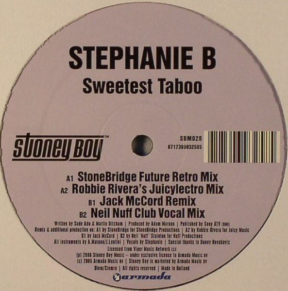 Stephanie B : Sweetest Taboo (12")