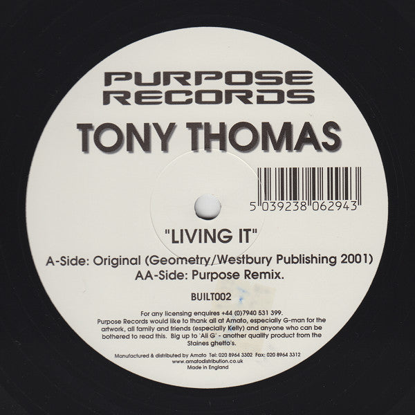 Tony Thomas : Living It (12")