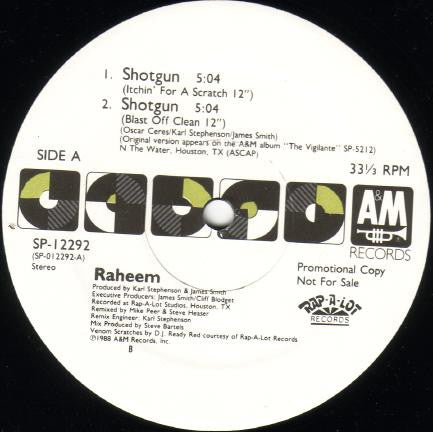 Raheem : Shotgun (12", Promo)