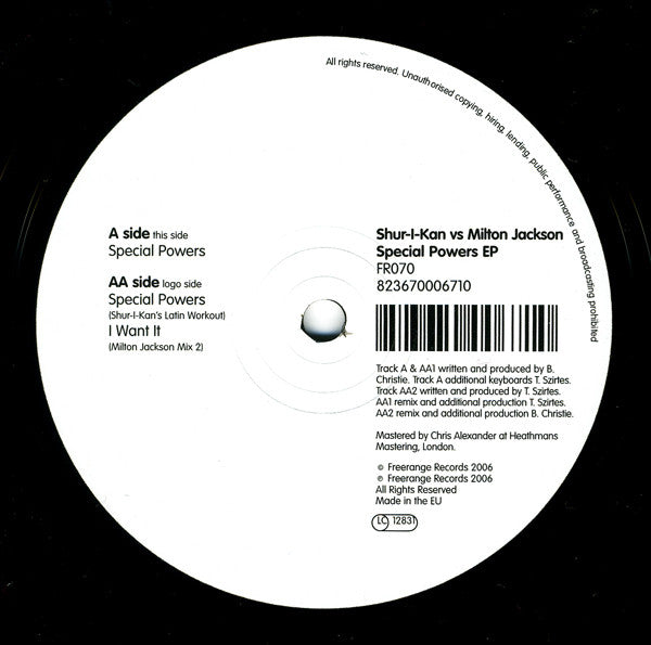 Shur-i-kan vs. Milton Jackson : Special Powers EP (12", EP)