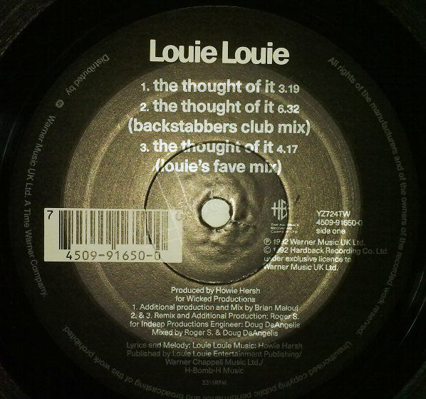 Louie Louie (2) : The Thought Of It (12", Ltd, Fre)