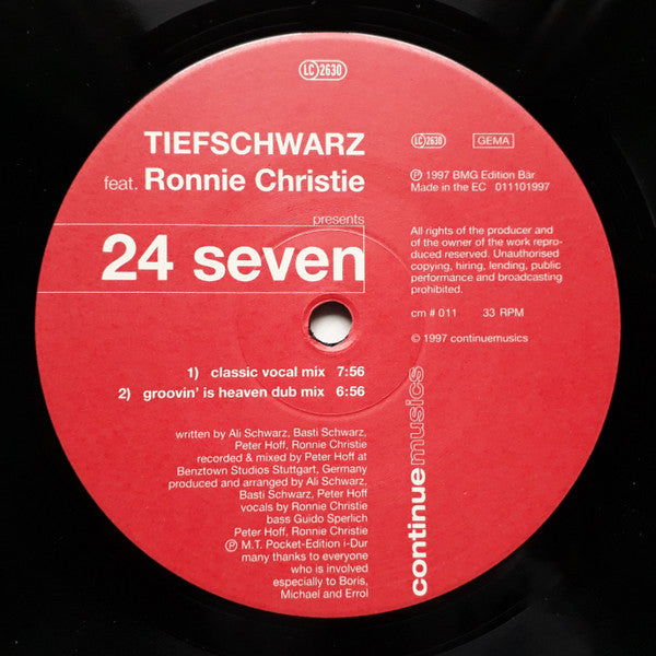 Tiefschwarz Feat. Ronnie Christie : 24 Seven (Boris Dlugosch Mixes) (12")