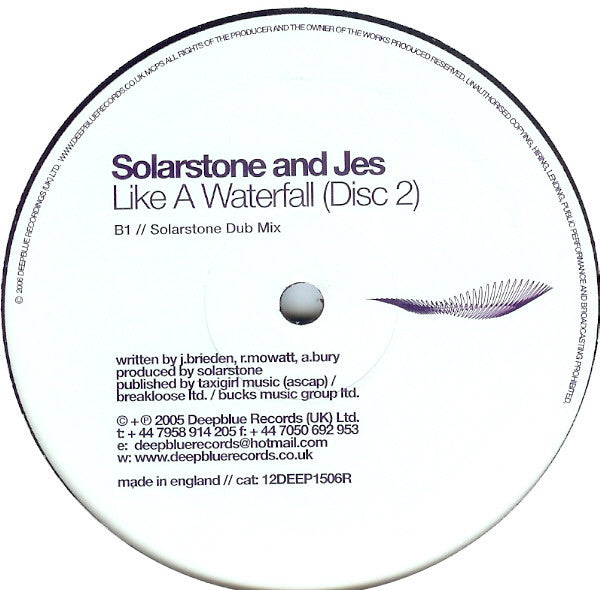 Solarstone And Jes (12) : Like A Waterfall (Disc 2) (12")