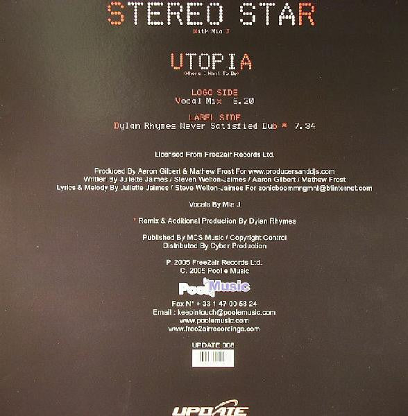 Stereo Star With Mia J : Utopia (Where I Want To Be) (12")