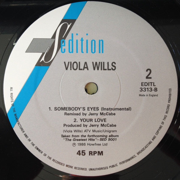 Viola Wills : Somebody's Eyes (Extended Version) (12")