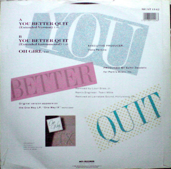 One Way : You Better Quit (12")