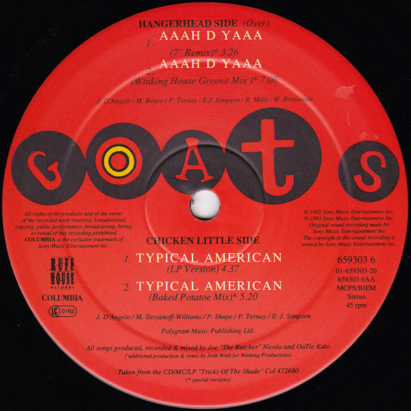 Goats* : Aaah D Yaaa (12", Single)