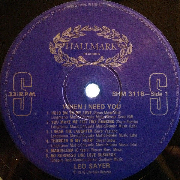 Leo Sayer : When I Need You (LP, Comp)