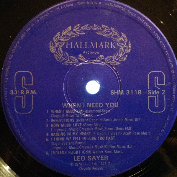 Leo Sayer : When I Need You (LP, Comp)