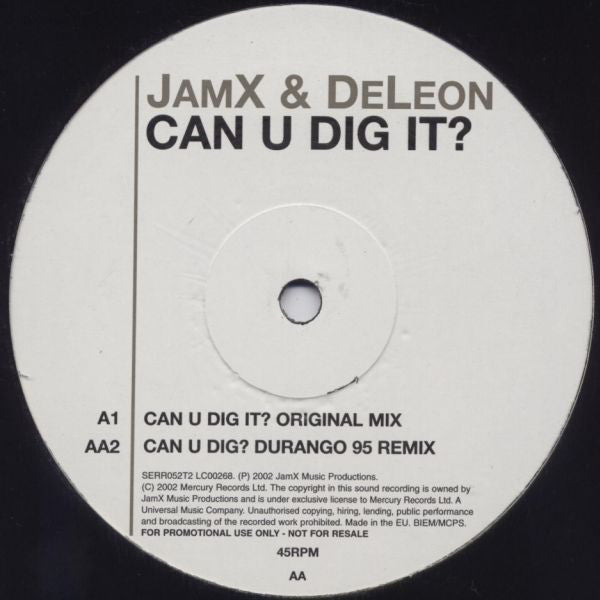 JamX & De Leon : Can U Dig It? (12", Promo)