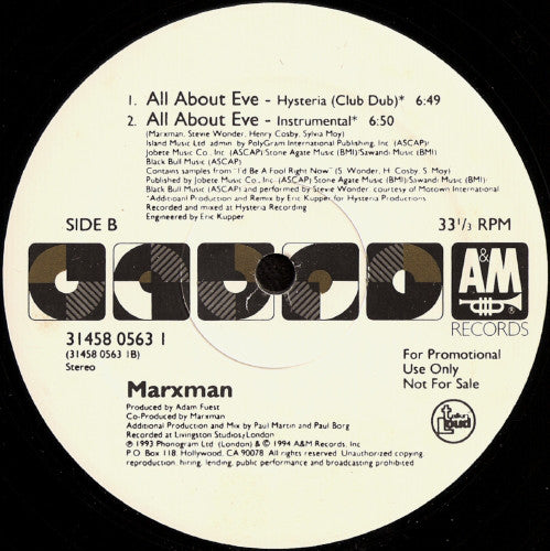 Marxman : All About Eve (12", Promo)