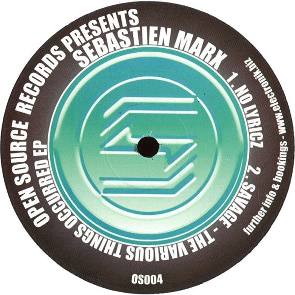 Sebastien Marx / Sunil Sharpe : The Various Things Occurred EP (12", EP)