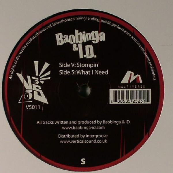 Baobinga & I.D. : Stompin' / What I Need (12")