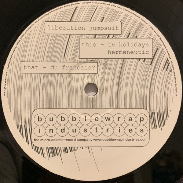 Liberation Jumpsuit : Sound Bytes EP (12", EP, Ltd)