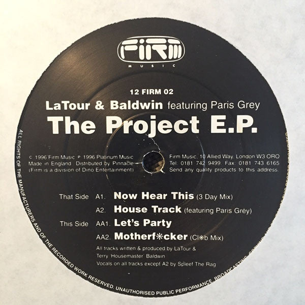 LaTour & Baldwin* : The Project E.P. (12", EP)