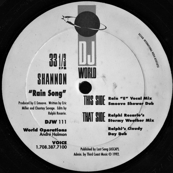 Shannon : Rain Song (12")