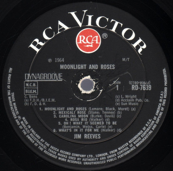 Jim Reeves : Moonlight And Roses (LP, Album, Mono)