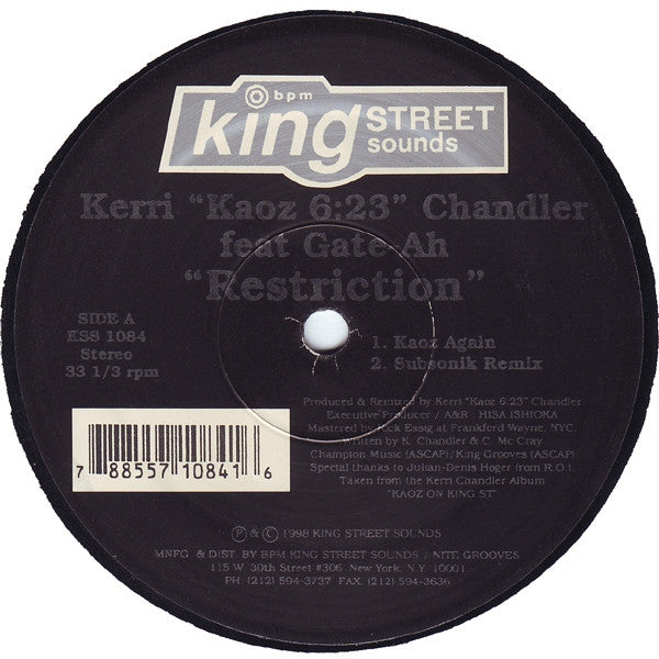 Kerri "Kaoz 6:23" Chandler* Feat Gate-Ah : Restriction (12")