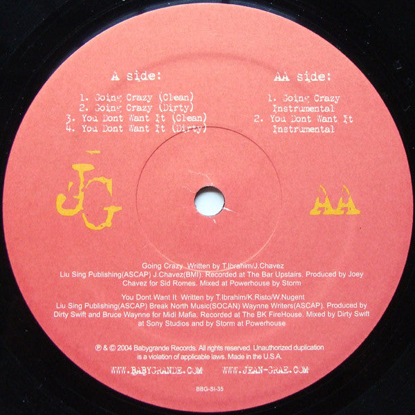 Jean Grae : Going Crazy / You Don't Want It (12")