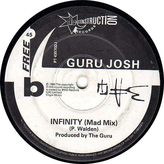 Guru Josh : Infinity (Sane / Mad Remix) (12", Single, Promo)