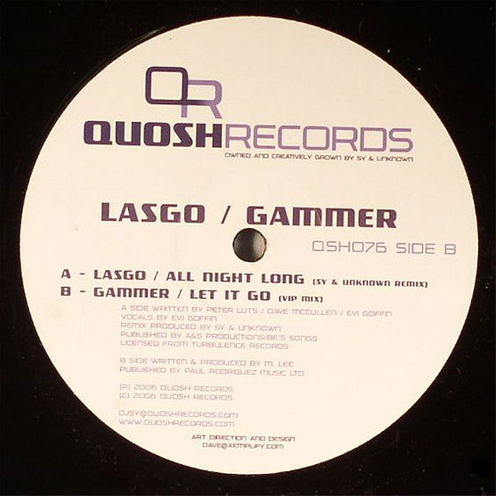 Lasgo / Gammer : All Night Long / Let It Go (Remixes) (12")