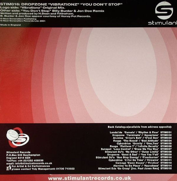 Dropzone : Vibrationz / You Don't Stop (12")