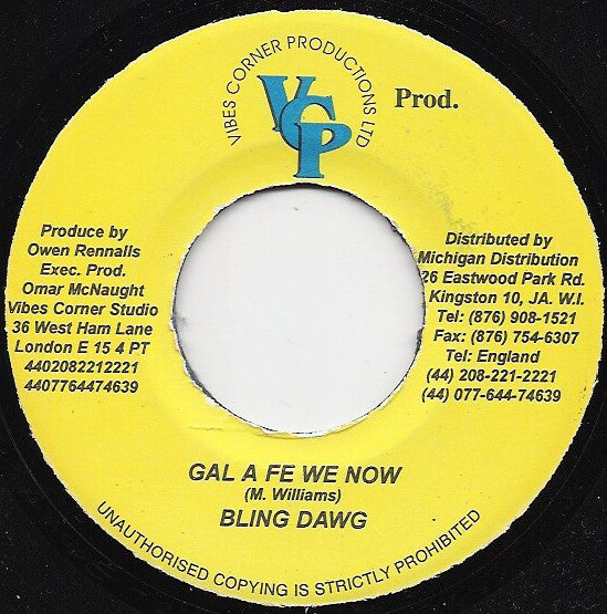 Bling Dawg : Gal A Fe We Now (7")
