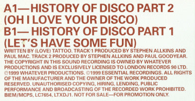 (Love) Tattoo* : History Of Disco (12", Promo)