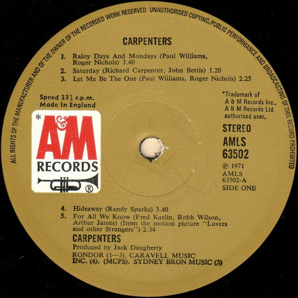 Carpenters : Carpenters (LP, Album)