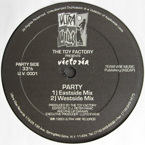 The Toy Factory Presents Asiah, Victoria (9) : I Wanna Dance (12")