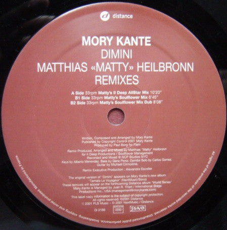 Mory Kanté : Dimini (Matthias 'Matty' Heilbronn Remixes) (12")