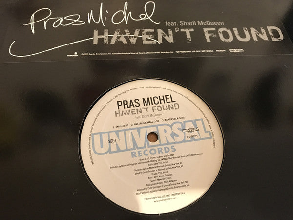 Pras Michel Feat. Sharli McQueen : Haven't Found (12", Maxi, Promo)