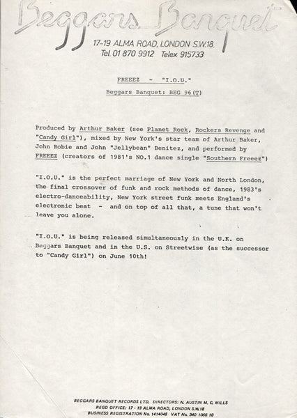 Freeez : I.O.U. (Megamix) (12", Single, Pic)