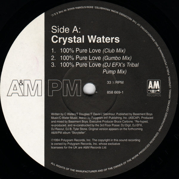 Crystal Waters : 100% Pure Love (12", Single)