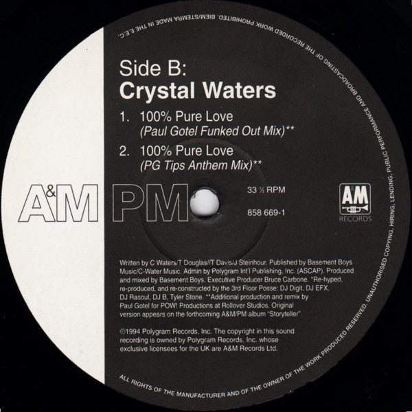 Crystal Waters : 100% Pure Love (12", Single)