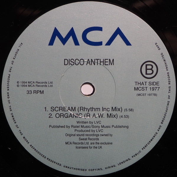 Disco Anthem : Scream (12", Single)