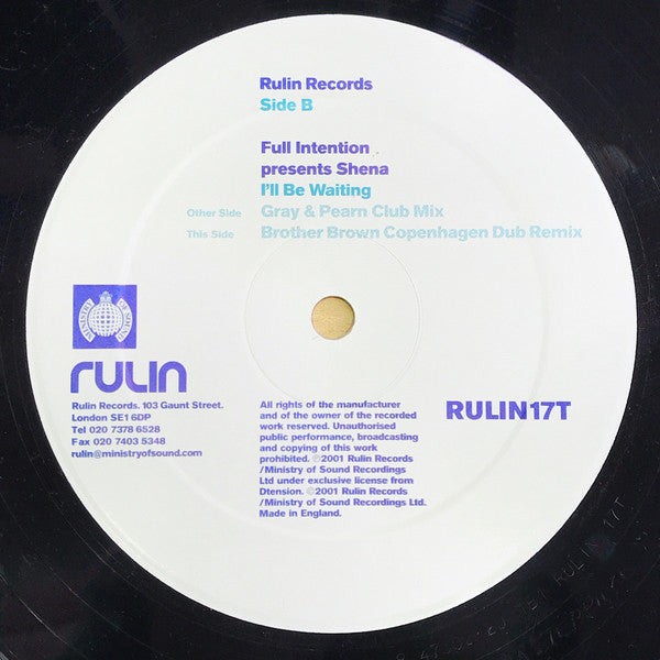 Full Intention Presents Shena : I'll Be Waiting (12")