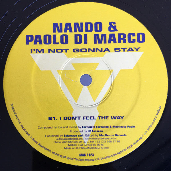 Nando & Paolo Di Marco : I'm Not Gonna Stay (12")